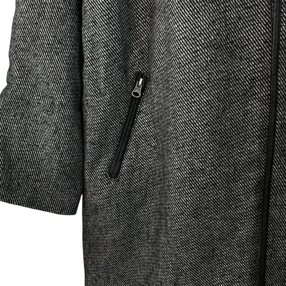 Anthropologie Hazelhazelhazel Herringbone Faux Leather Trim Jacket Gray Size L - Picture 4 of 8